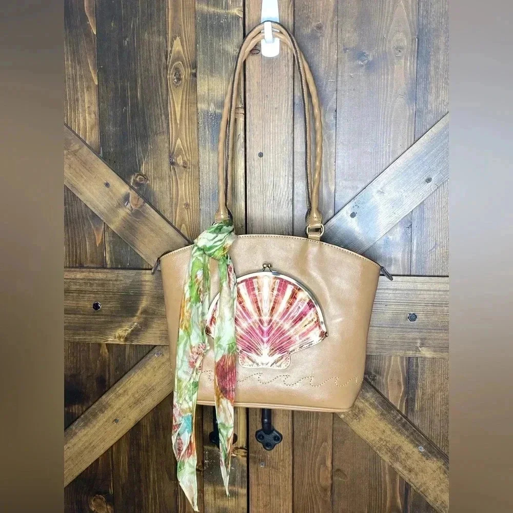 NEW Patricia Nash Zorita Seashell Scarf Satchel Bag - Picture 3 of 11